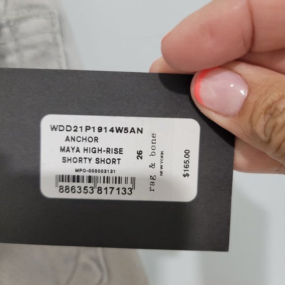 rag & bone Wome's Denim Maya High-Rise Shorty Short Anchor Sz 26 Gray - Picture 9 of 12